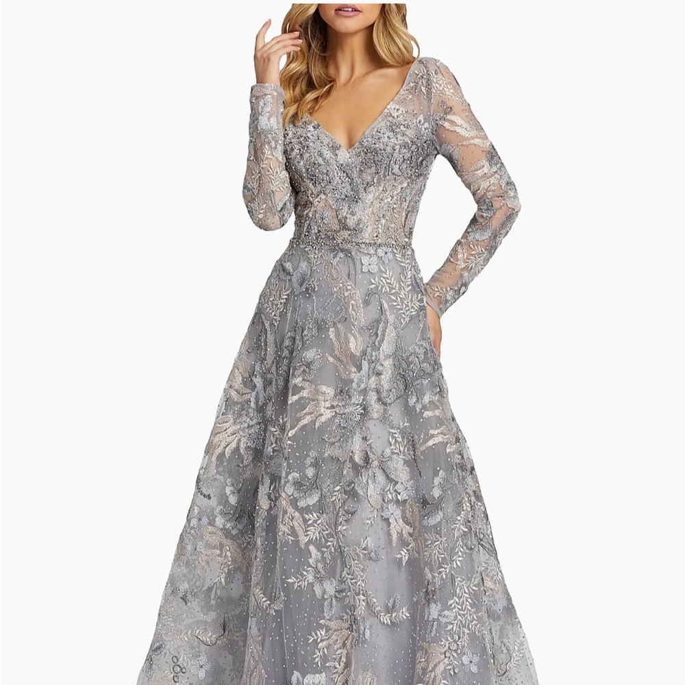 Mac Duggal Long Sleeve Lace A-Line Gown